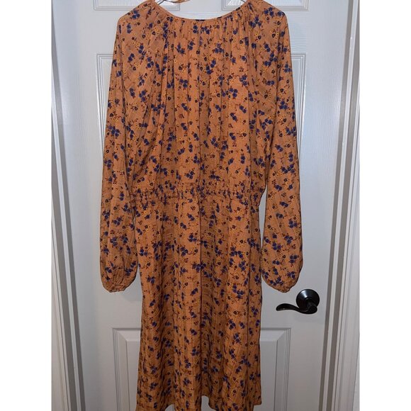Draper James RSVP Smocked Waist Midi Dress - Size 2X (20) - Rust Floral Print‎ - Picture 7 of 12